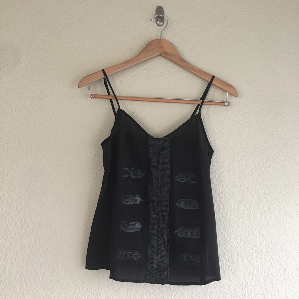 Classic black silky camisole with sequin detail